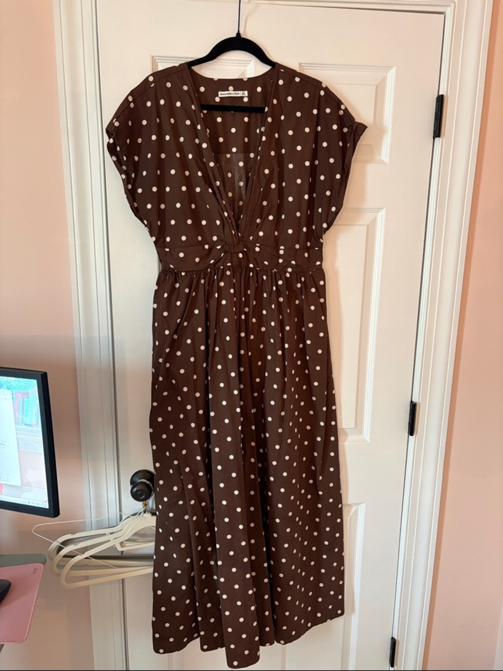 Abercrombie & Fitch Brown Polka Dot Midi Dress